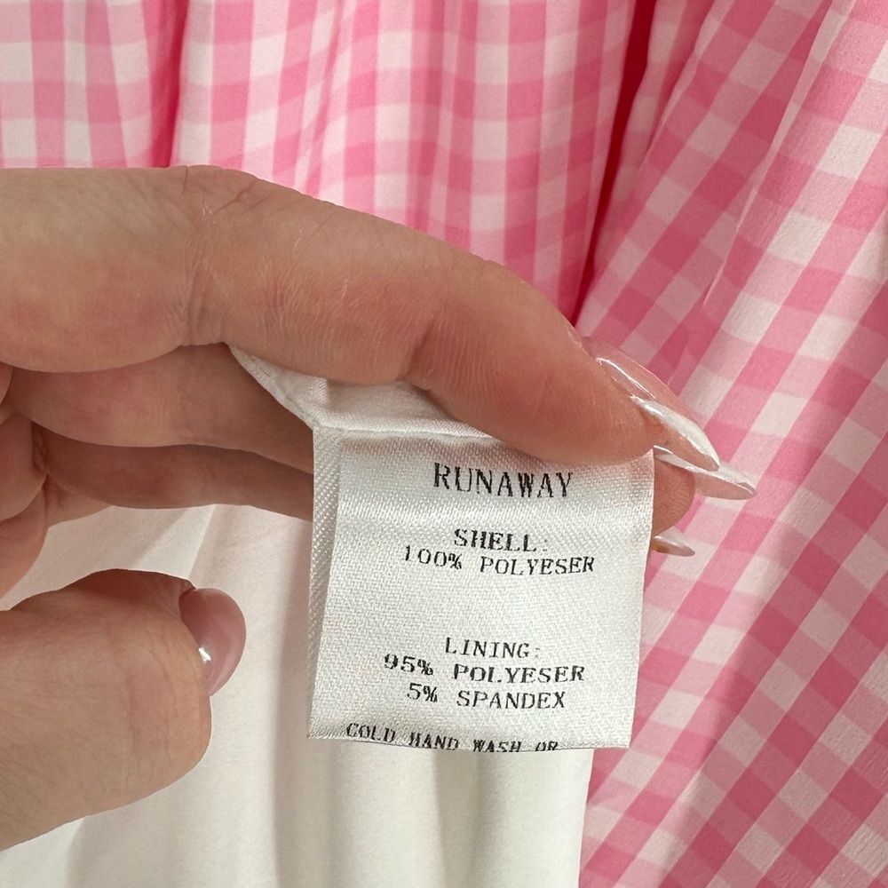 RUNAWAY THE LABEL Alicia Midi Length Halter Dress in Pink Gingham Size XS - Picture 8 of 8